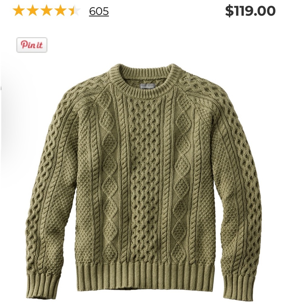 LL Bean Men's Signature Cotton Fisherman Sweater Size M